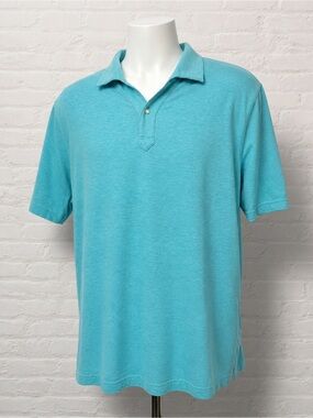 Cremieux Men’s XL Aqua Blue Cotton Lyocell Polo Shirt Short Sleeve